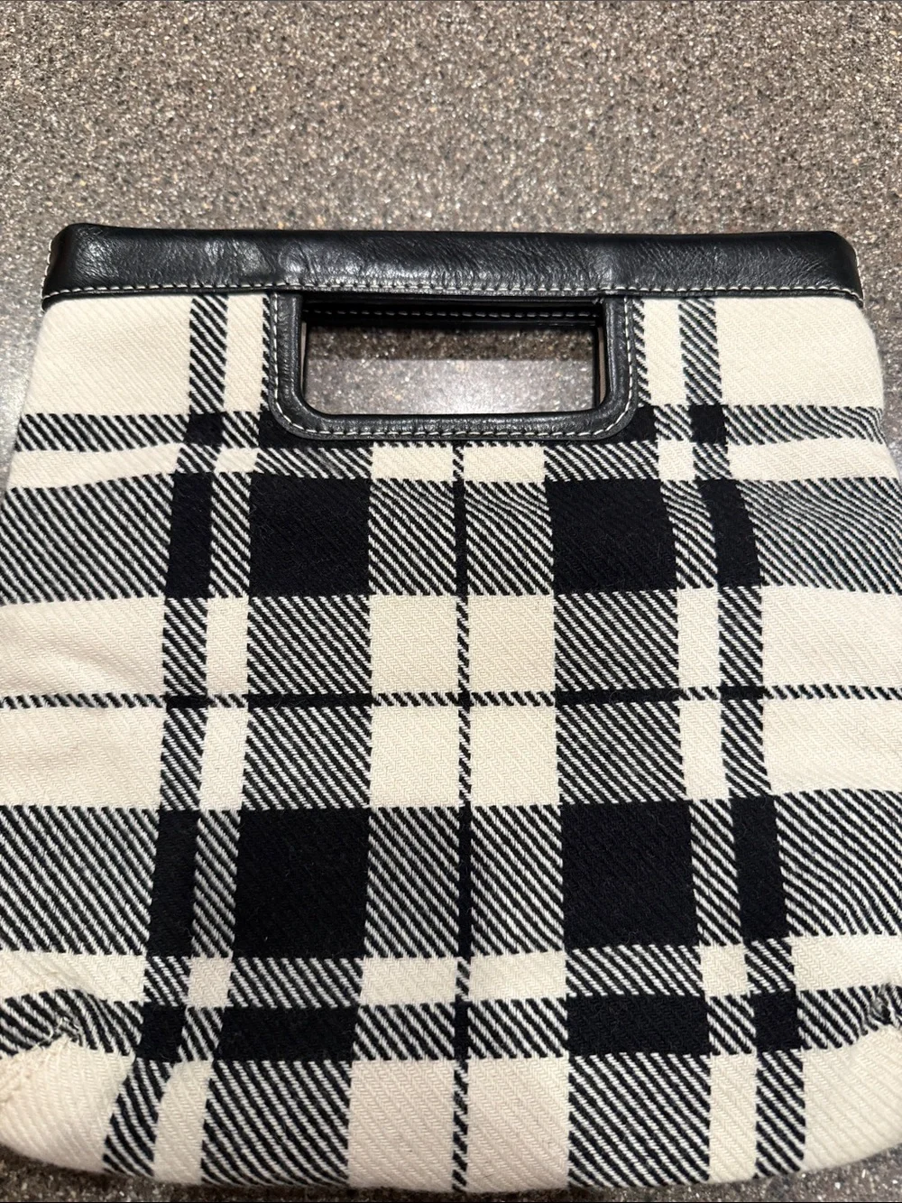 Banana Republic Black & Cream Plaid Top-Handle Clutch